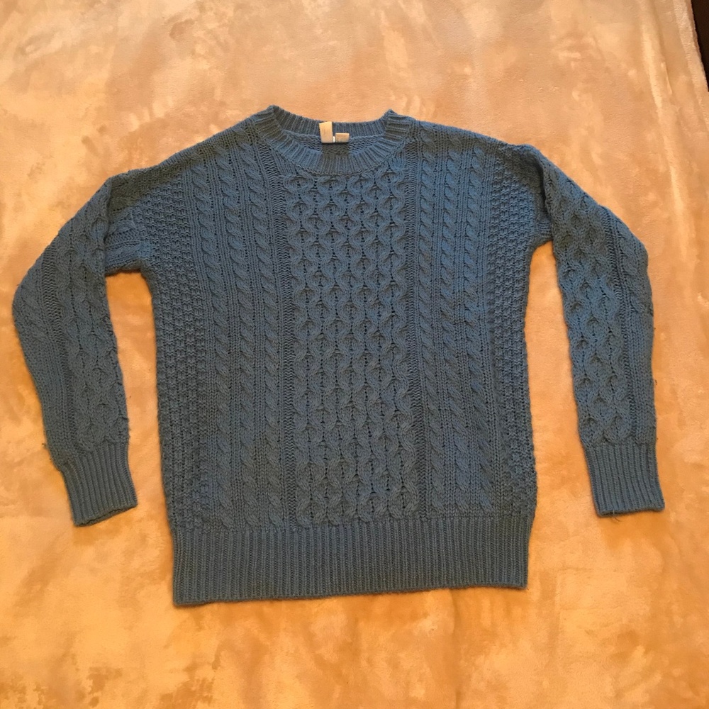 Blue Cable-knit Sweater